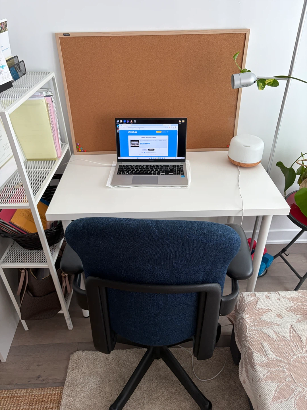 Blue Office Chair & IKEA desk