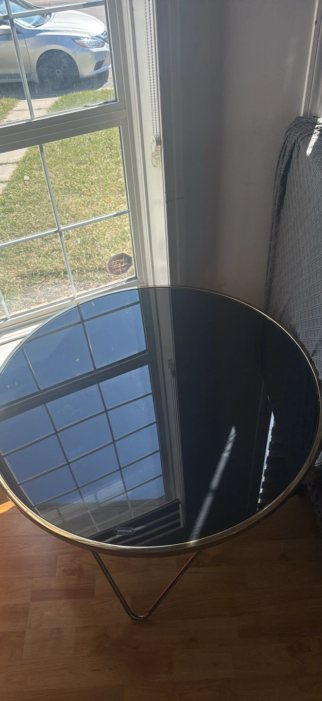 Round Glass Top Coffee Table with Gold Frame
