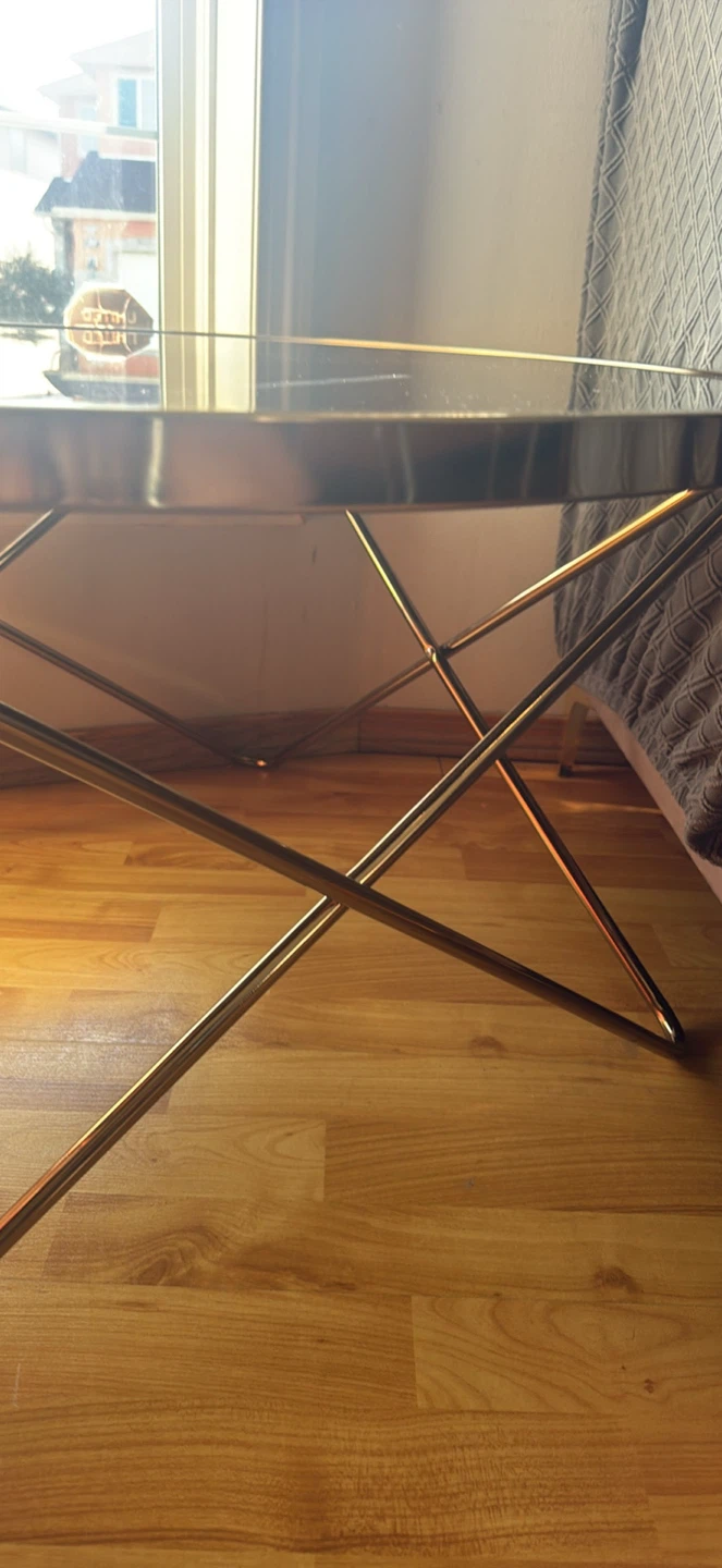 Round Glass Top Coffee Table with Gold Frame - photo 3