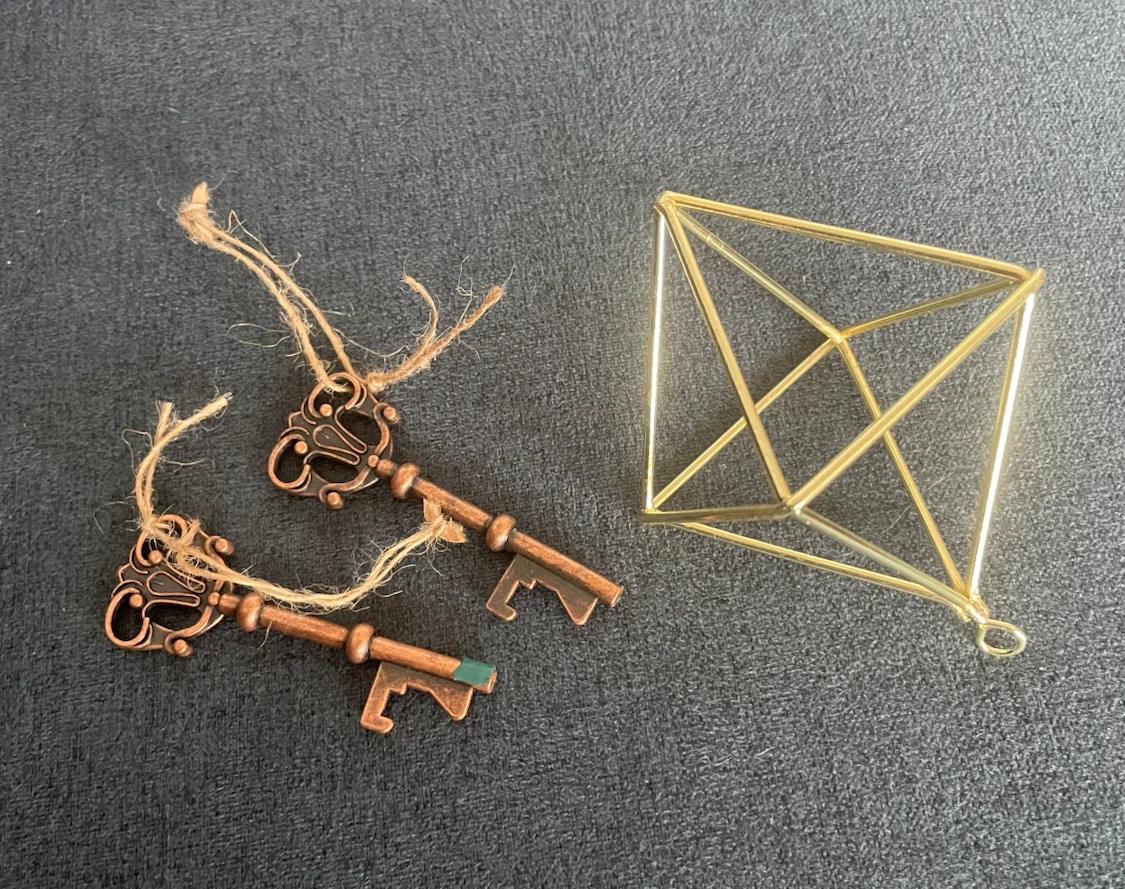 Ornate Vintage Keys with Geometric Gold Decor