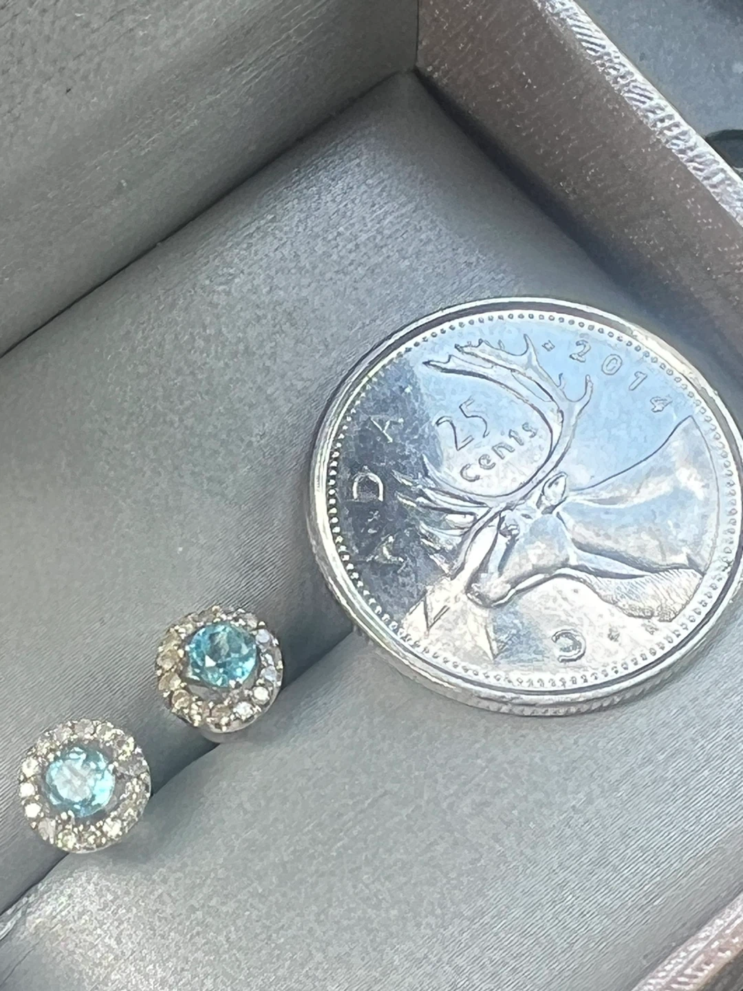 10K White Gold Blue topaz and diamonds Stud Earrings - photo 3