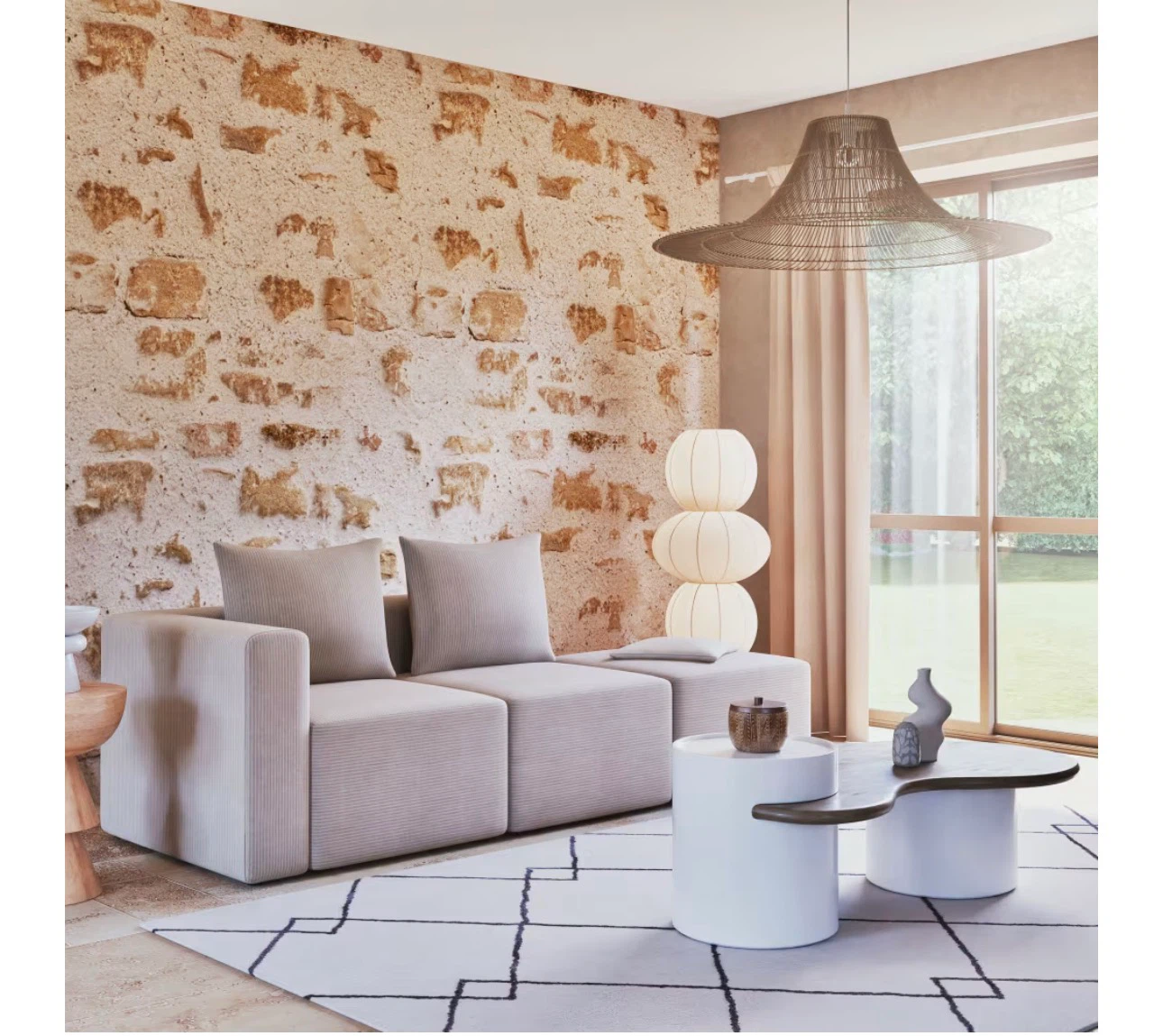 Maisons du Monde JILL Modular Corduroy Sofa – Beige