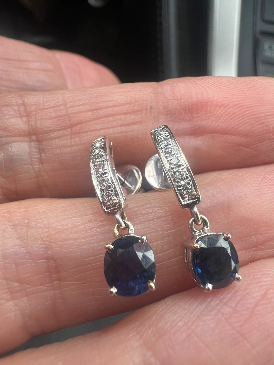 18K Gold Sapphire and Diamond Earrings - photo 3