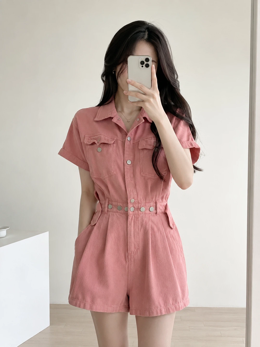 Pink Denim Romper – Size M