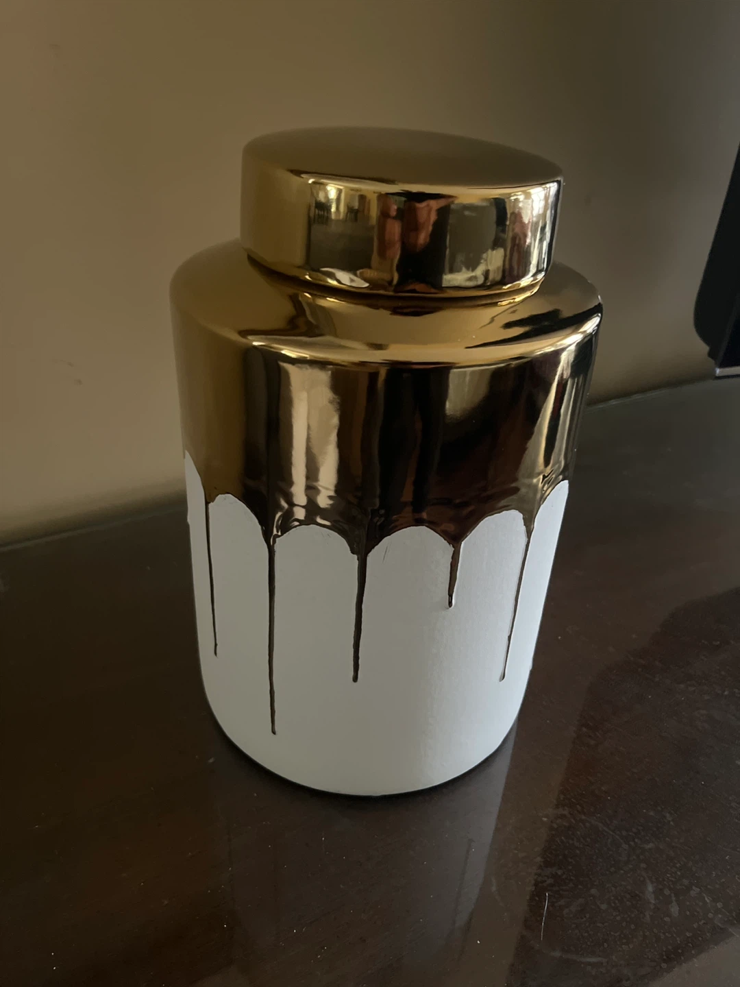11" Gold Drip Ginger Jar – Perfect Wedding/Housewarming Gift!