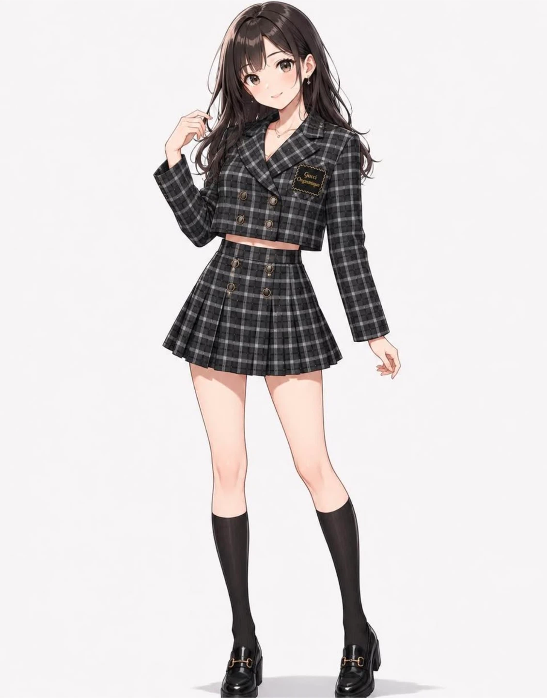 Plaid Blazer & Skirt Set – Size S
