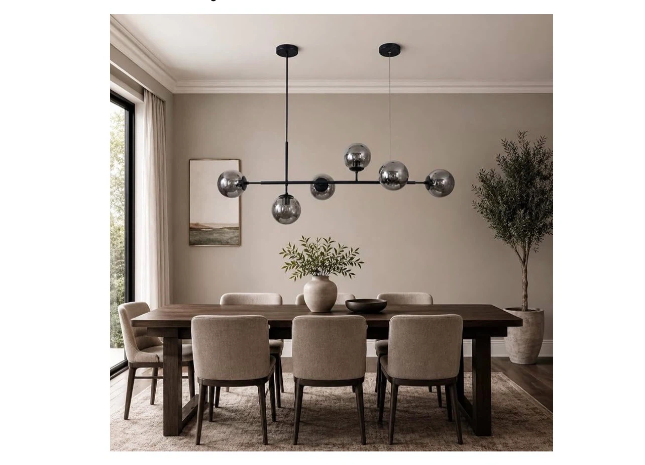 Sputnik Chandelier Pendant Light Smoke Glass Globe