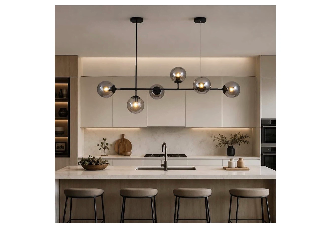 Sputnik Chandelier Pendant Light Smoke Glass Globe - photo 2
