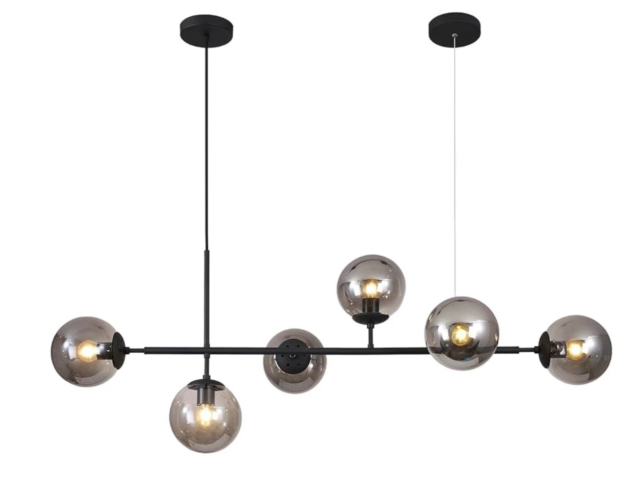 Sputnik Chandelier Pendant Light Smoke Glass Globe - photo 4