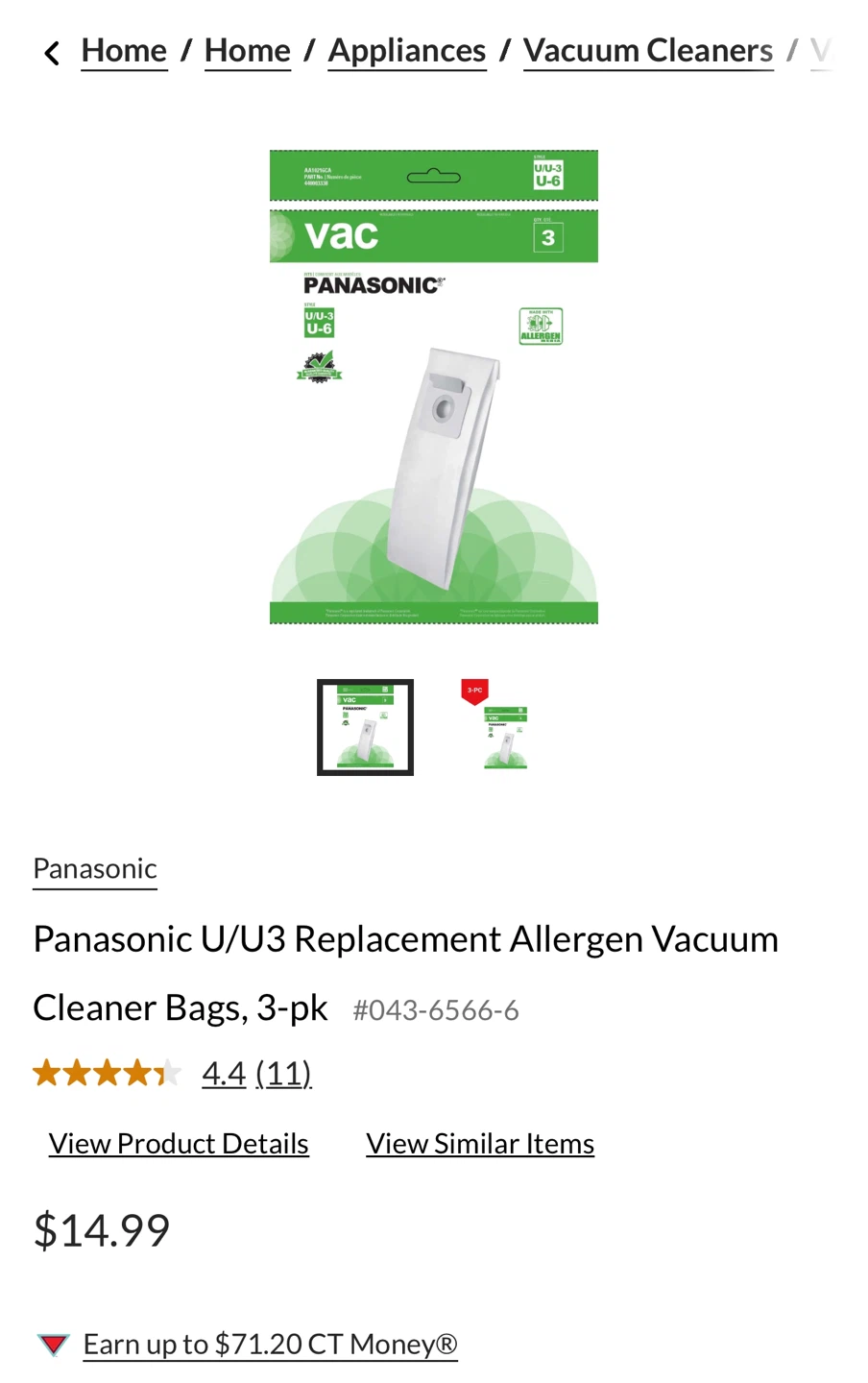BNIP Panasonic U/U-3 Allergen Vacuum Bags 3-Pack - photo 3