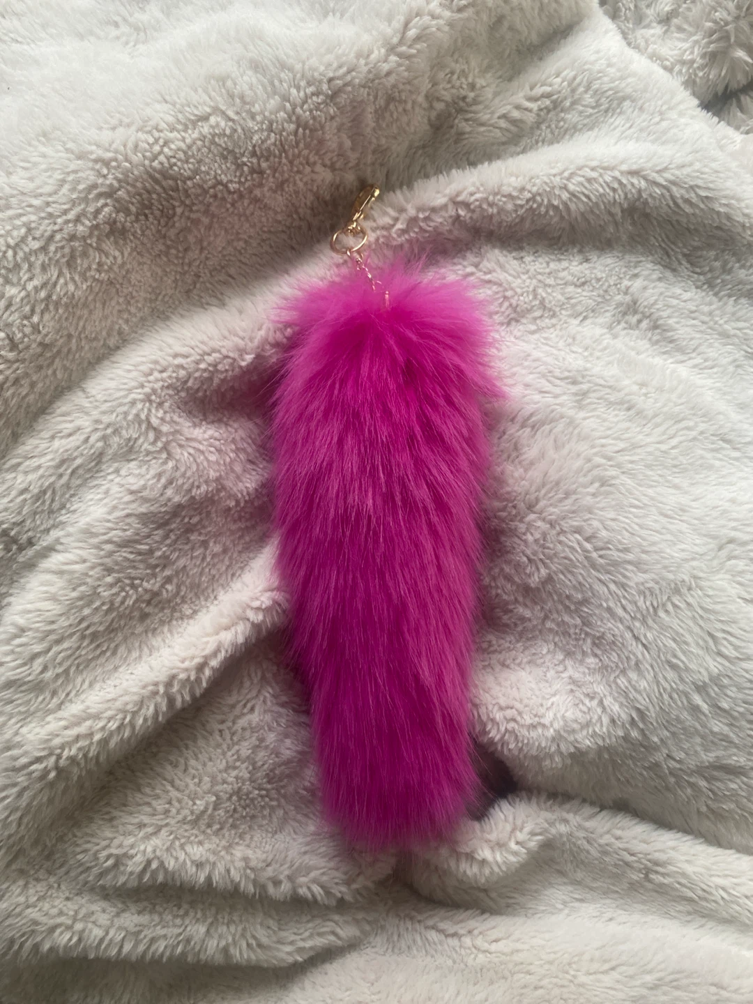 Hot Pink Faux Fur Tail Keychain