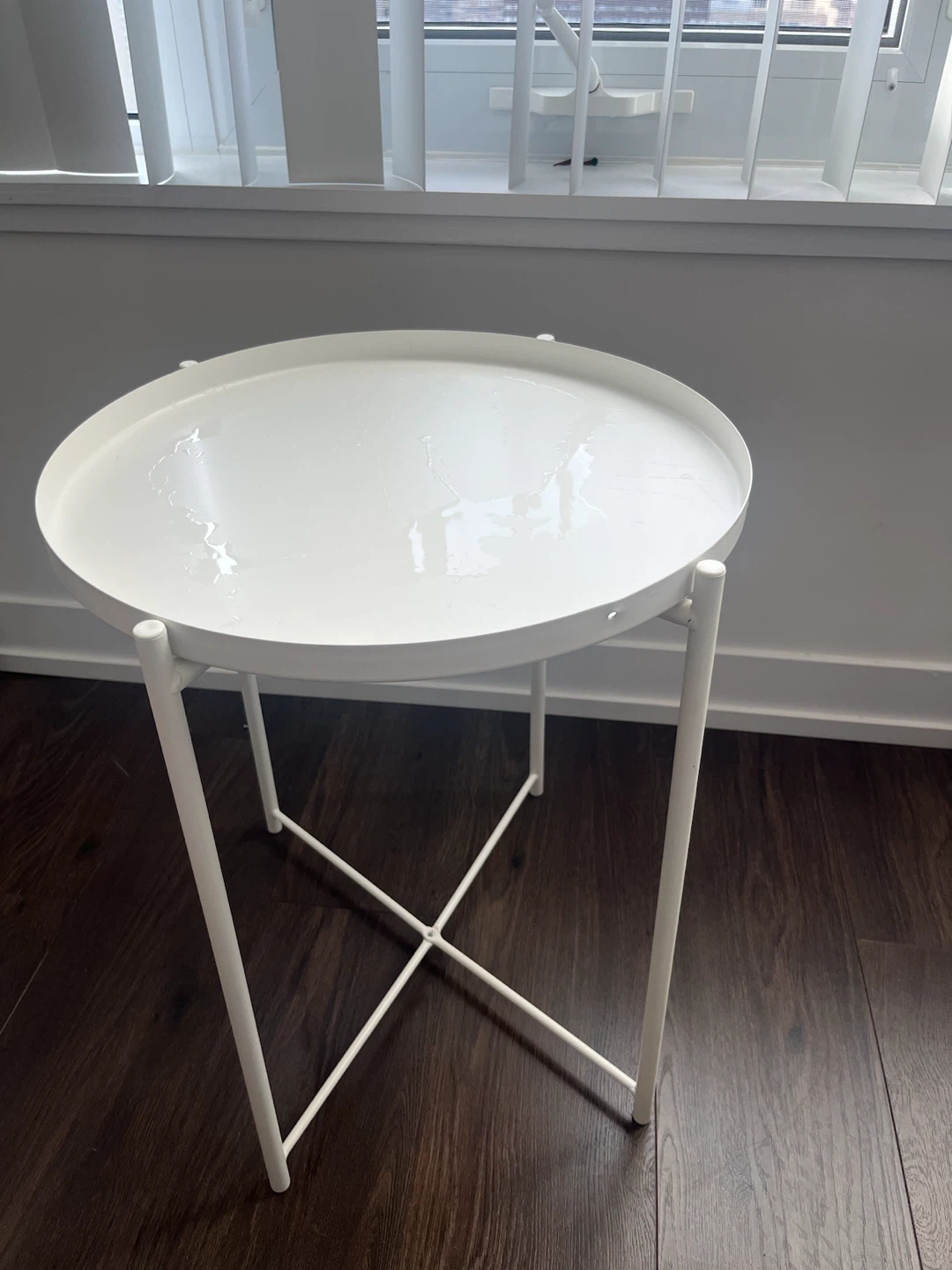 IKEA White Round Nightstand Table