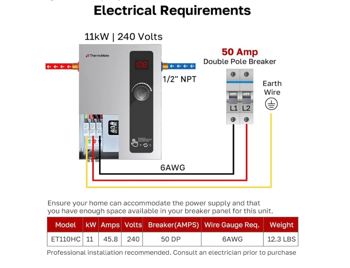 ThermoMate Tankless Electric Water Heater ET110HC - photo 3