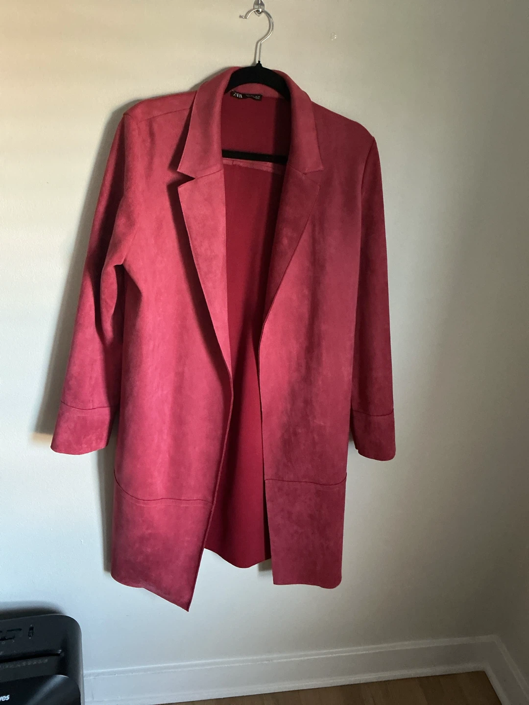 Zara Red Faux Suede Long Jacket