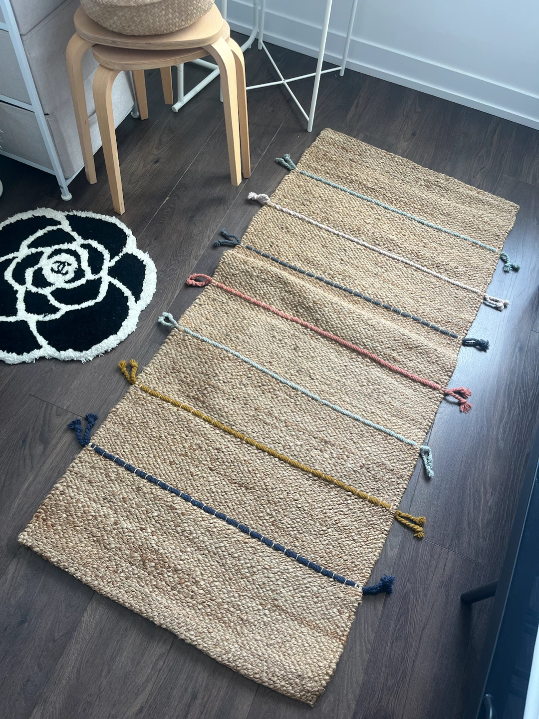 IKEA Jute Runner Rug with Colourful Stripes