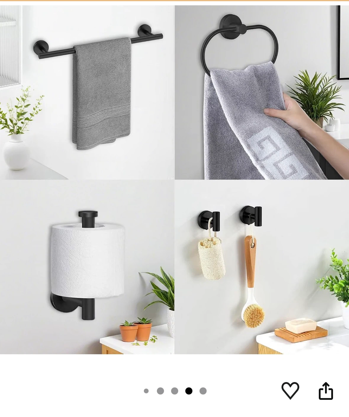 Black Bathroom Hardware Set of 5 Pieces - photo 2