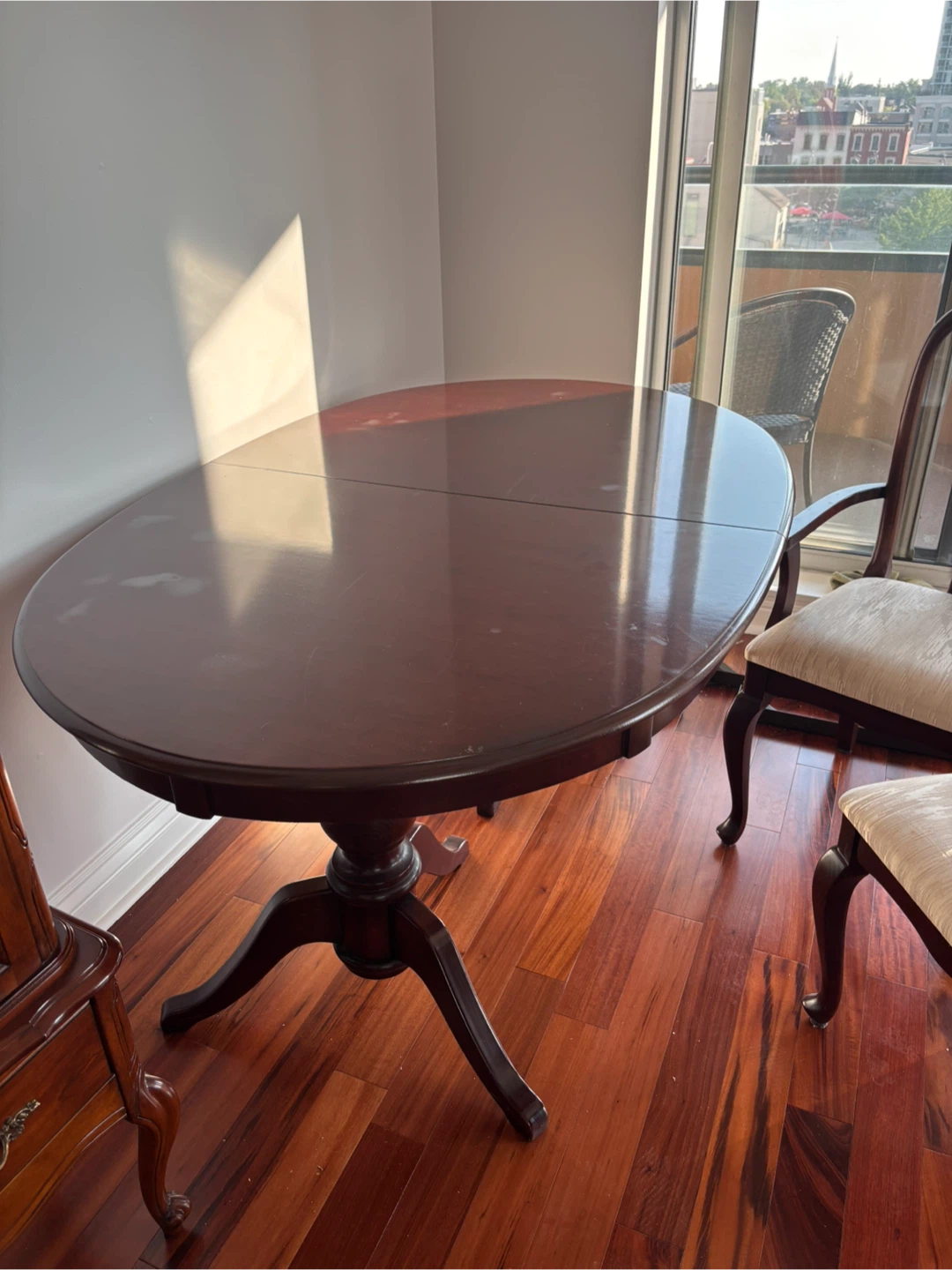 Dark Wood Dining Table with Chairs and China Cabinet