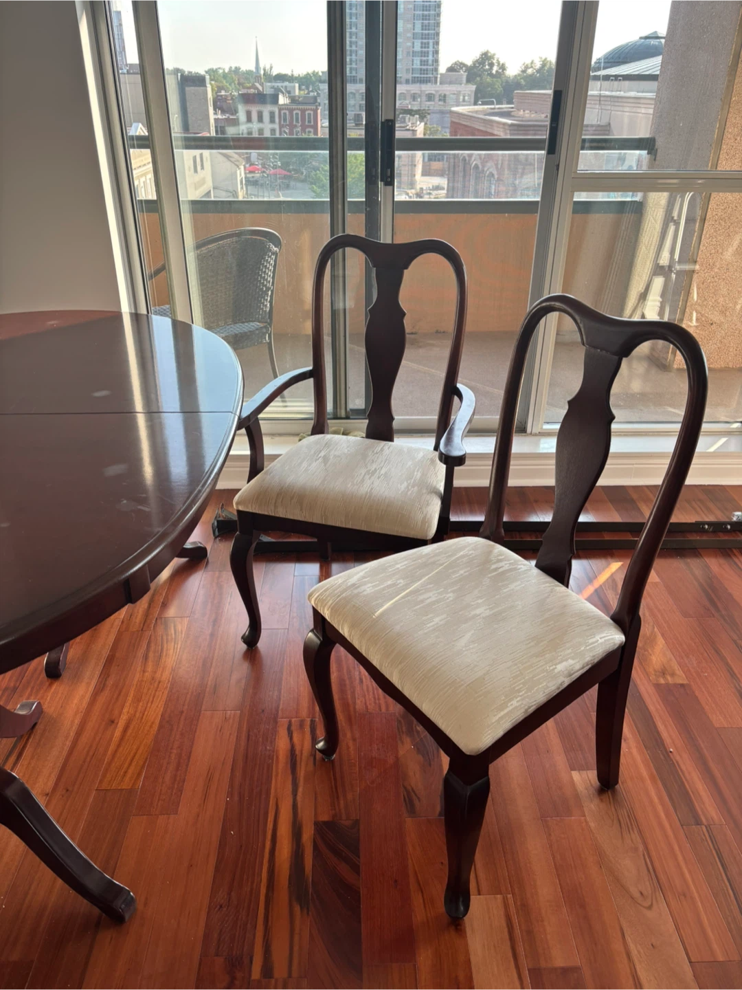 Dark Wood Dining Table with Chairs and China Cabinet - photo 2