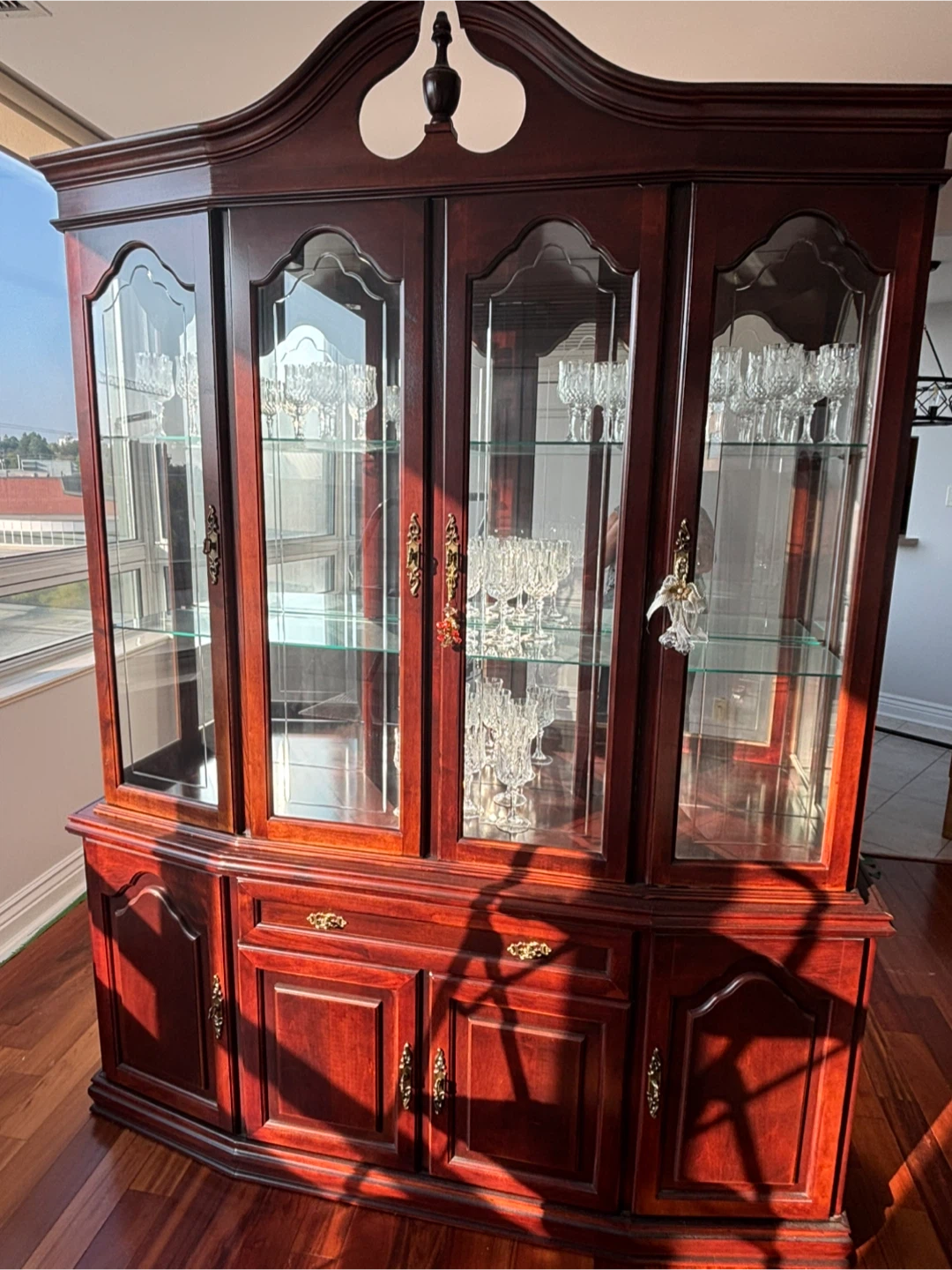 Dark Wood Dining Table with Chairs and China Cabinet - photo 3