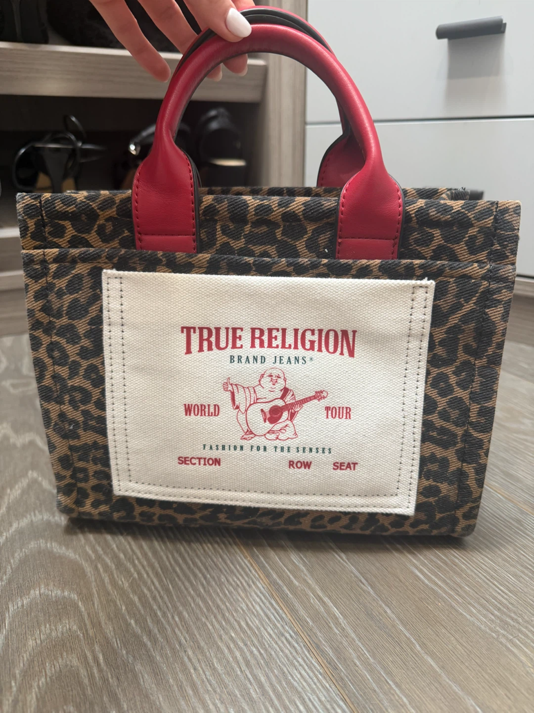 True Religion Leopard Print Mini Tote Bag
