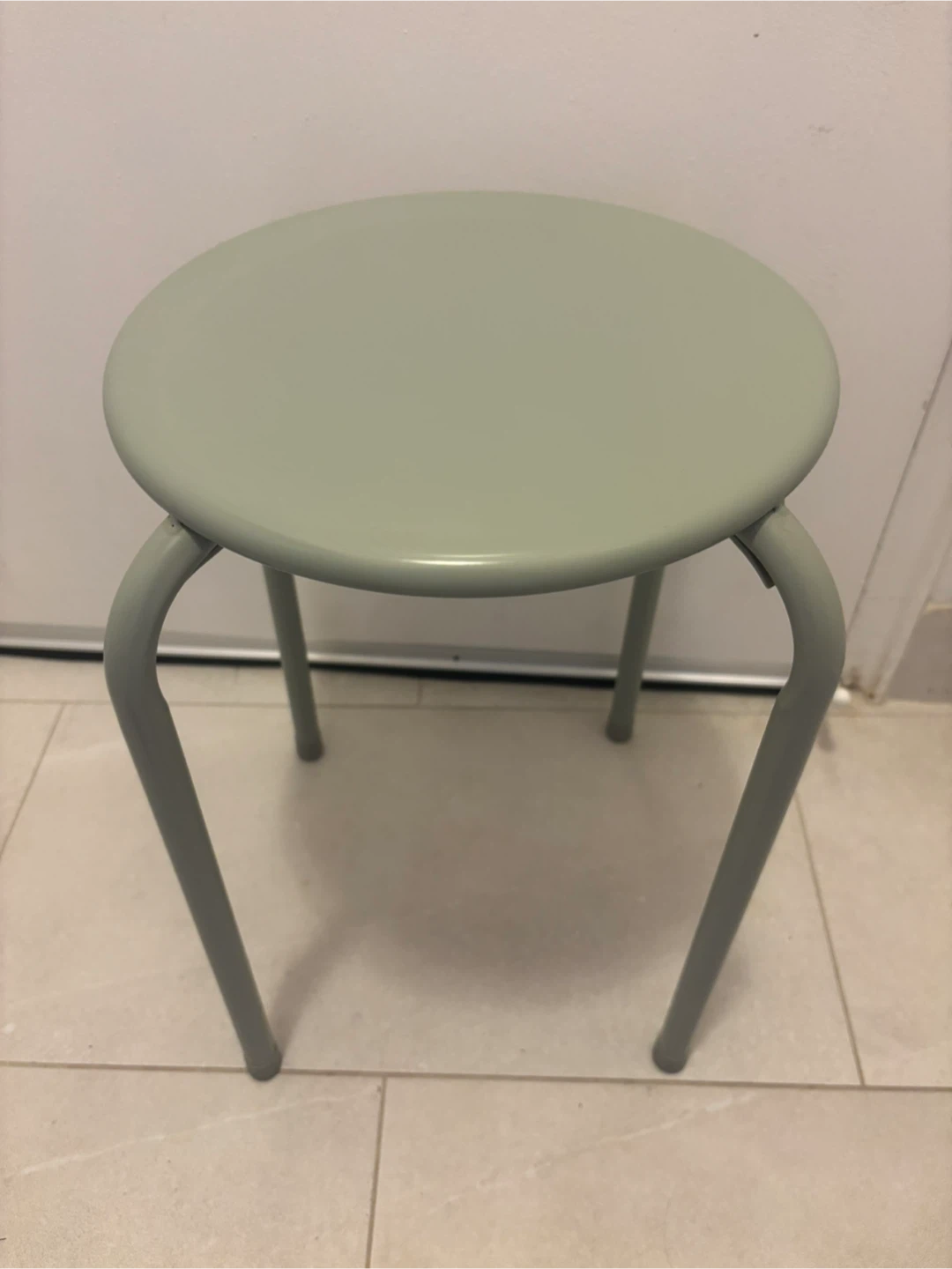 MOVING - Sage Green Metal Stool