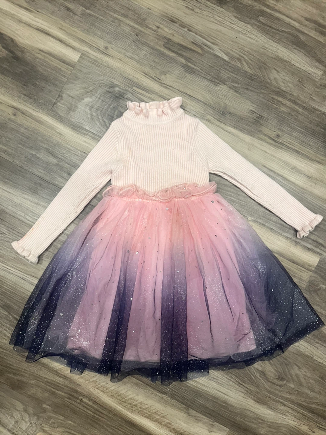 Girls Pink and Purple Ombre Tulle Dress