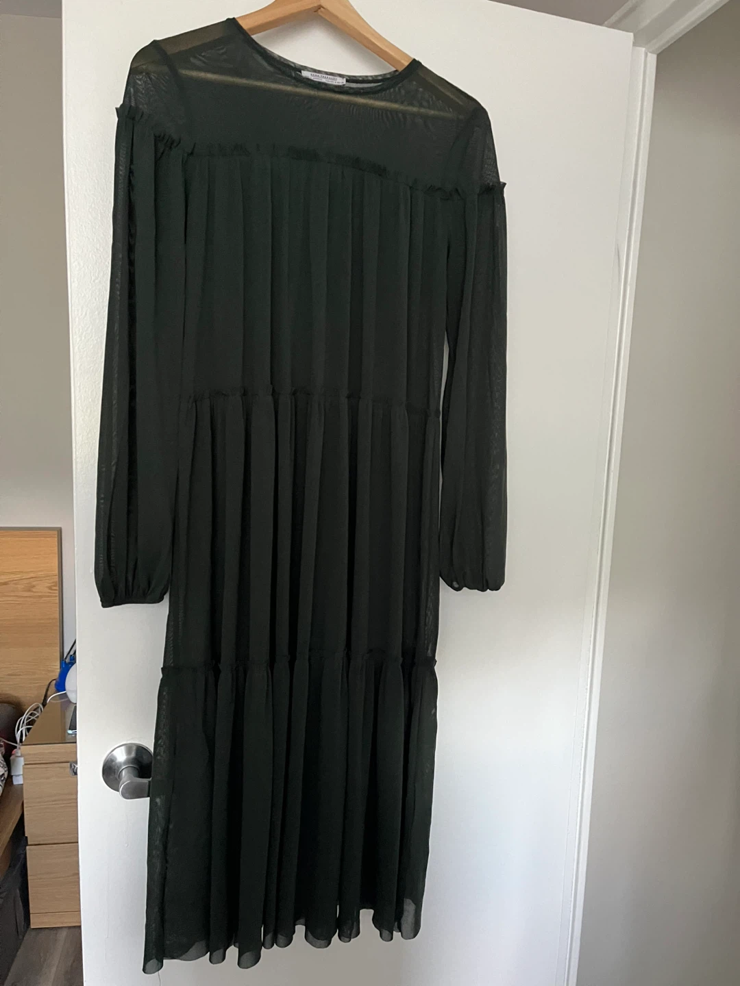 Zara Trafaluc Green Mesh Dress