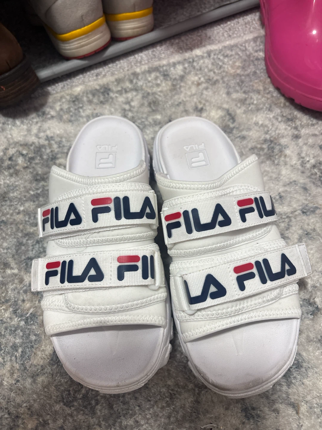 White Fila Sandals