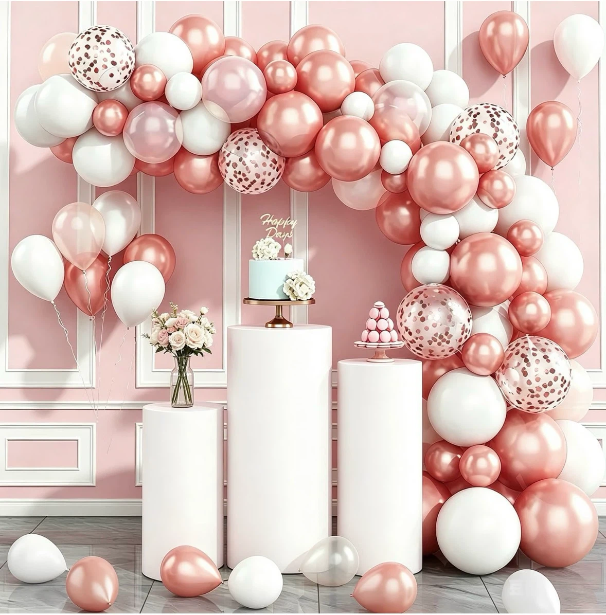 3 Pc Round Cylinder Stand For Wedding, Party - White