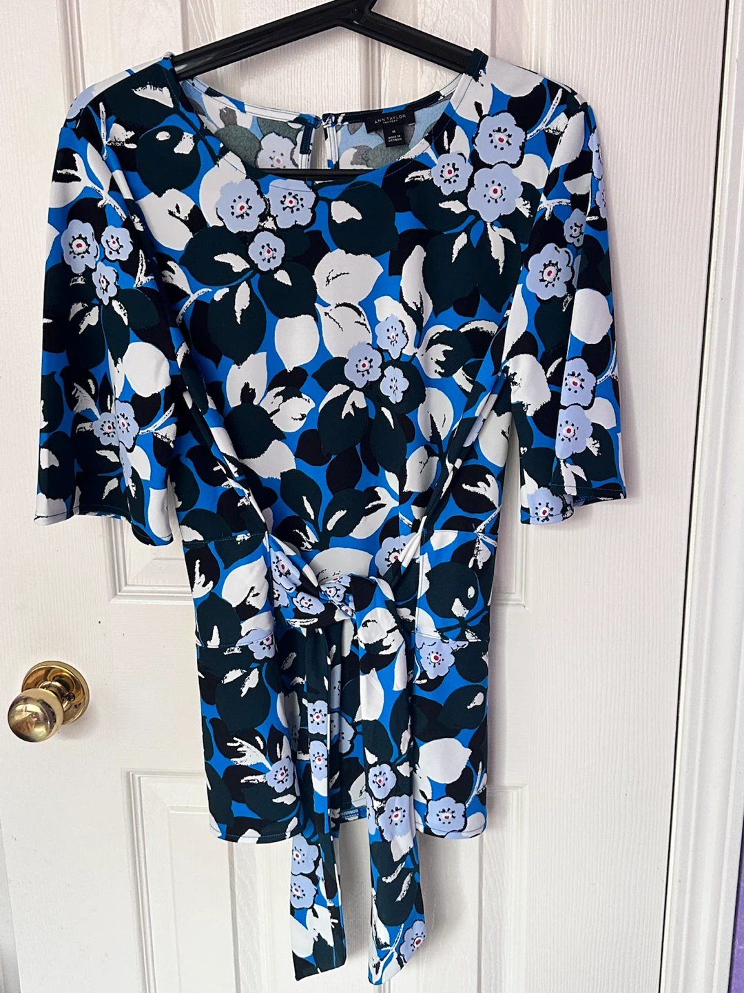 Ann Taylor Floral Tie-Waist Blouse - Size M