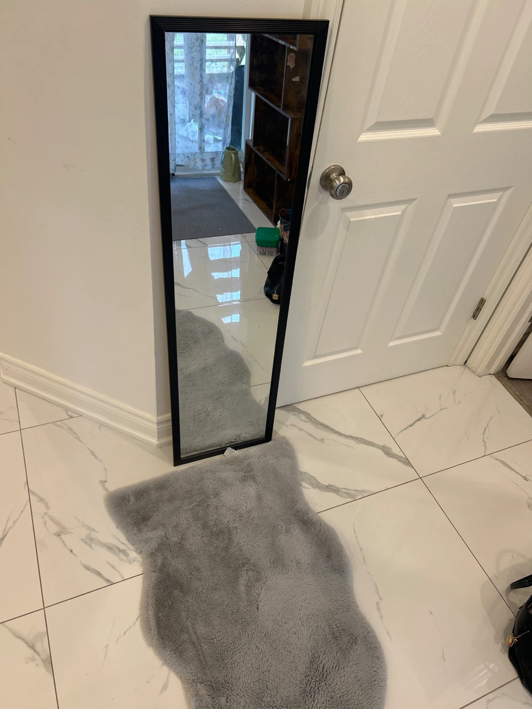 Black Framed Full Length Mirror and Rug - photo 3