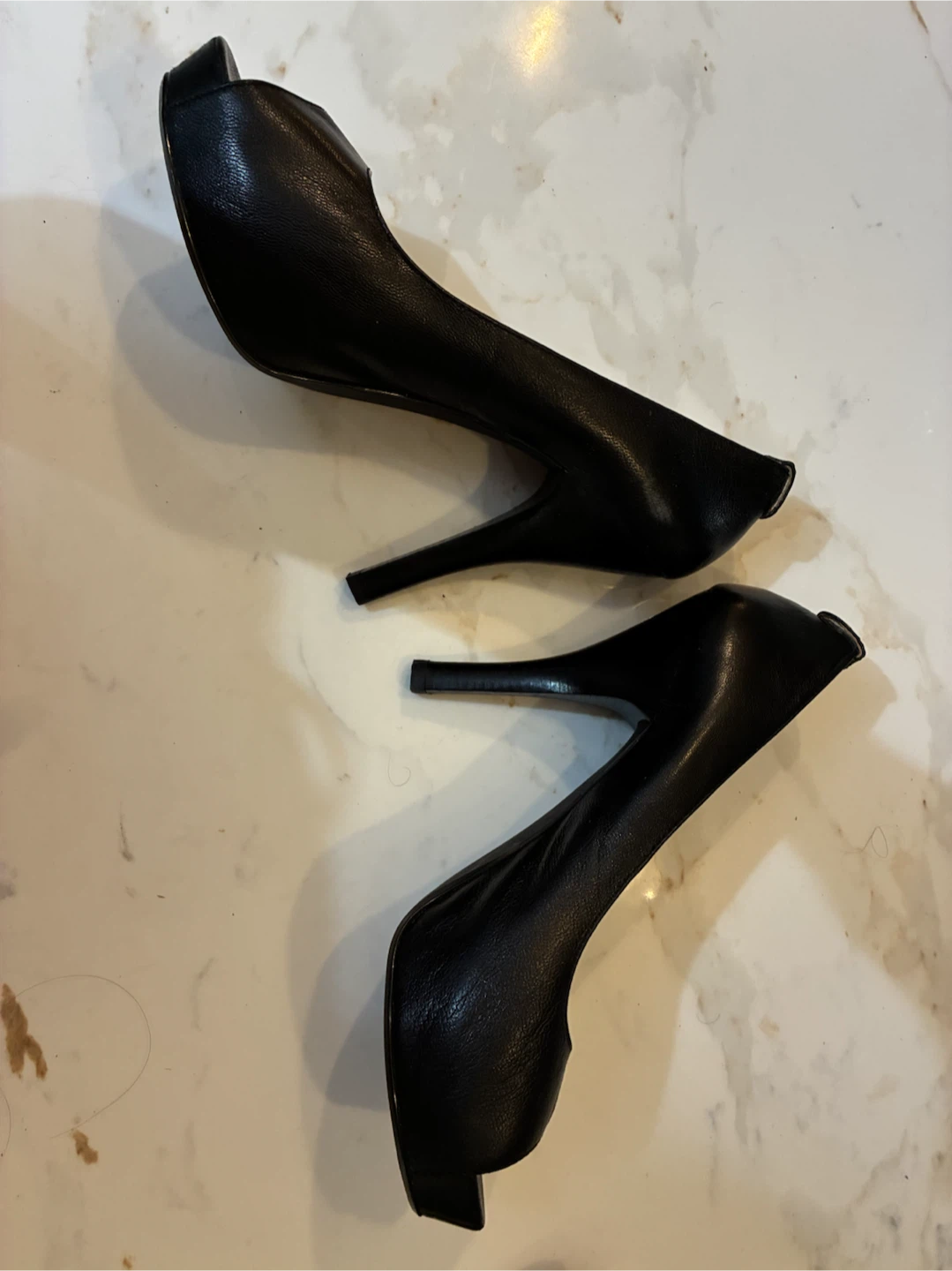 Michael Kors Black Leather Peep-Toe Heels Size 9M - photo 2