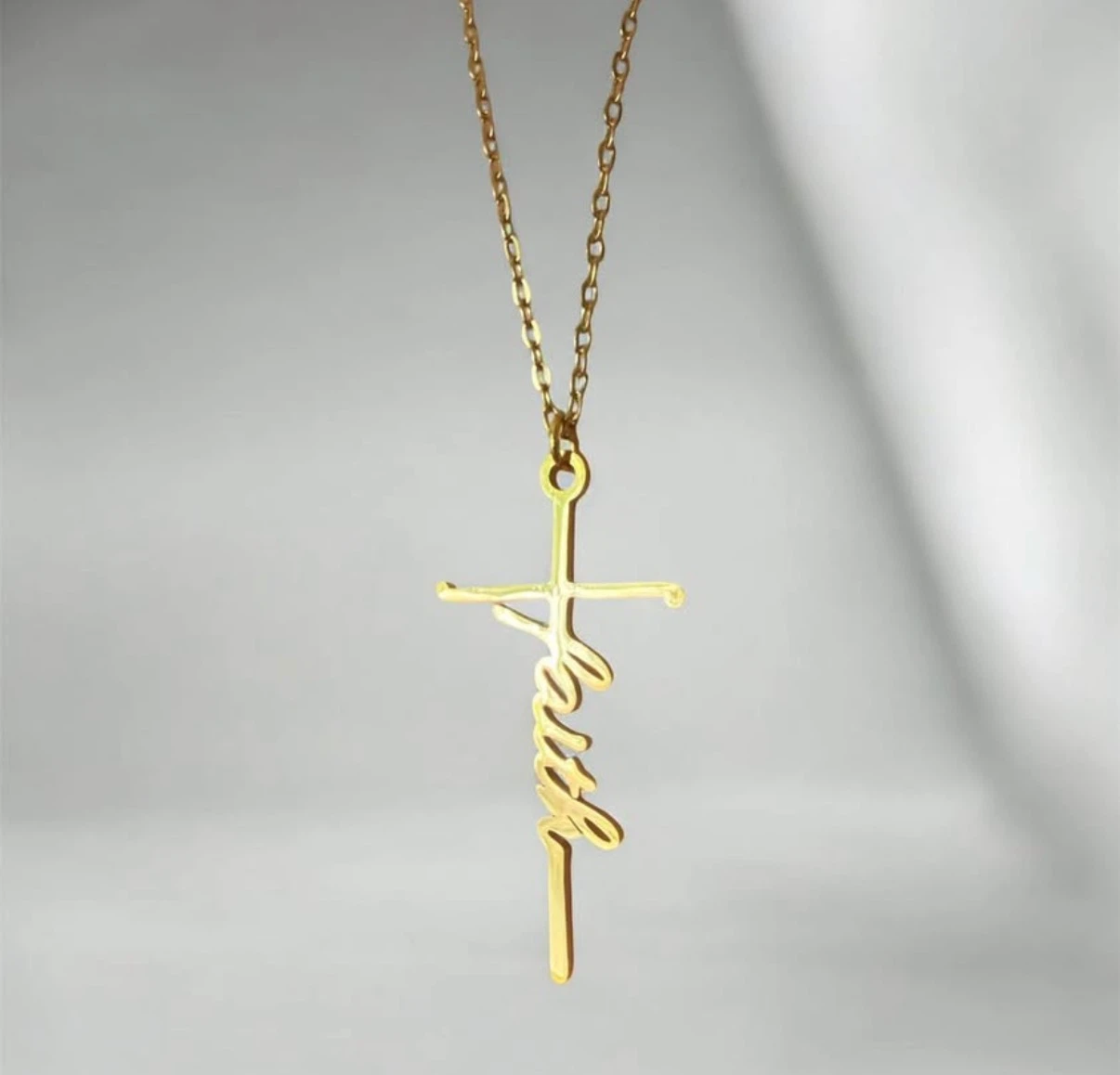 Gold Faith Cross Necklace