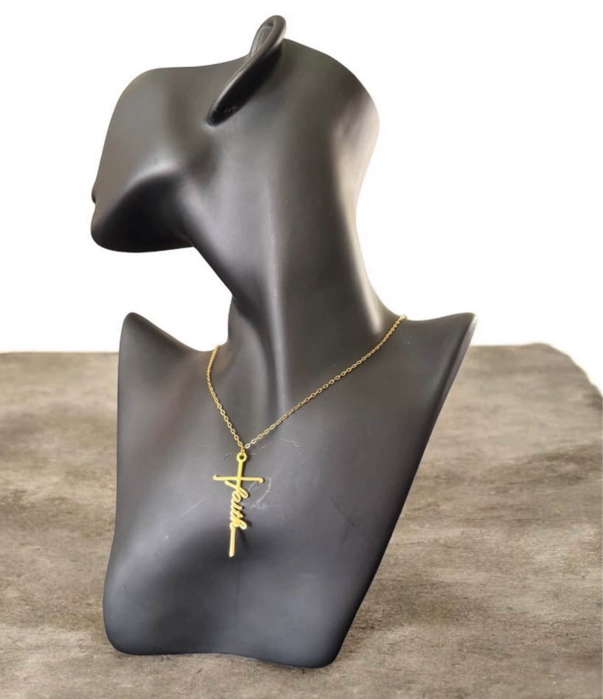 Gold Faith Cross Necklace - photo 2