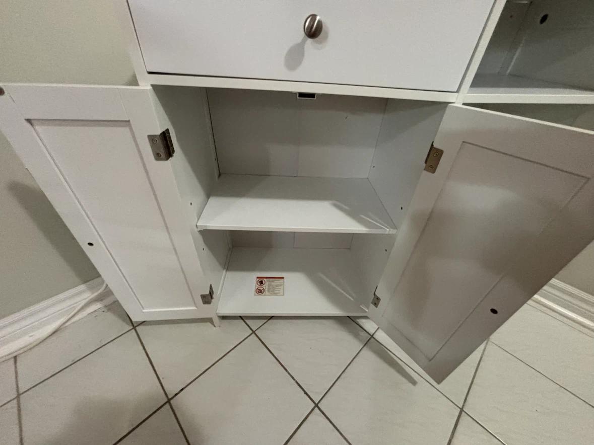 White Storage Cabinet with Drawer and Shelves - photo 3