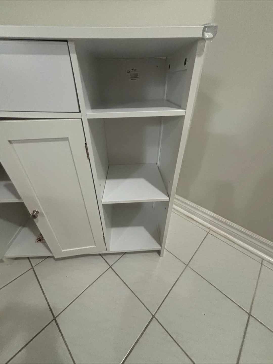 White Storage Cabinet with Drawer and Shelves - photo 4