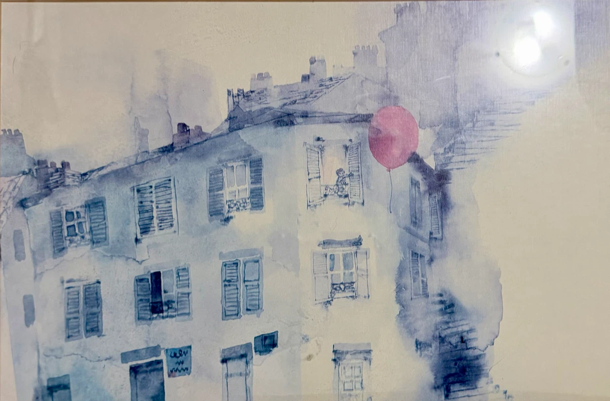 Framed Paris Watercolor – Red Balloon / Le Ballon Rouge Style
