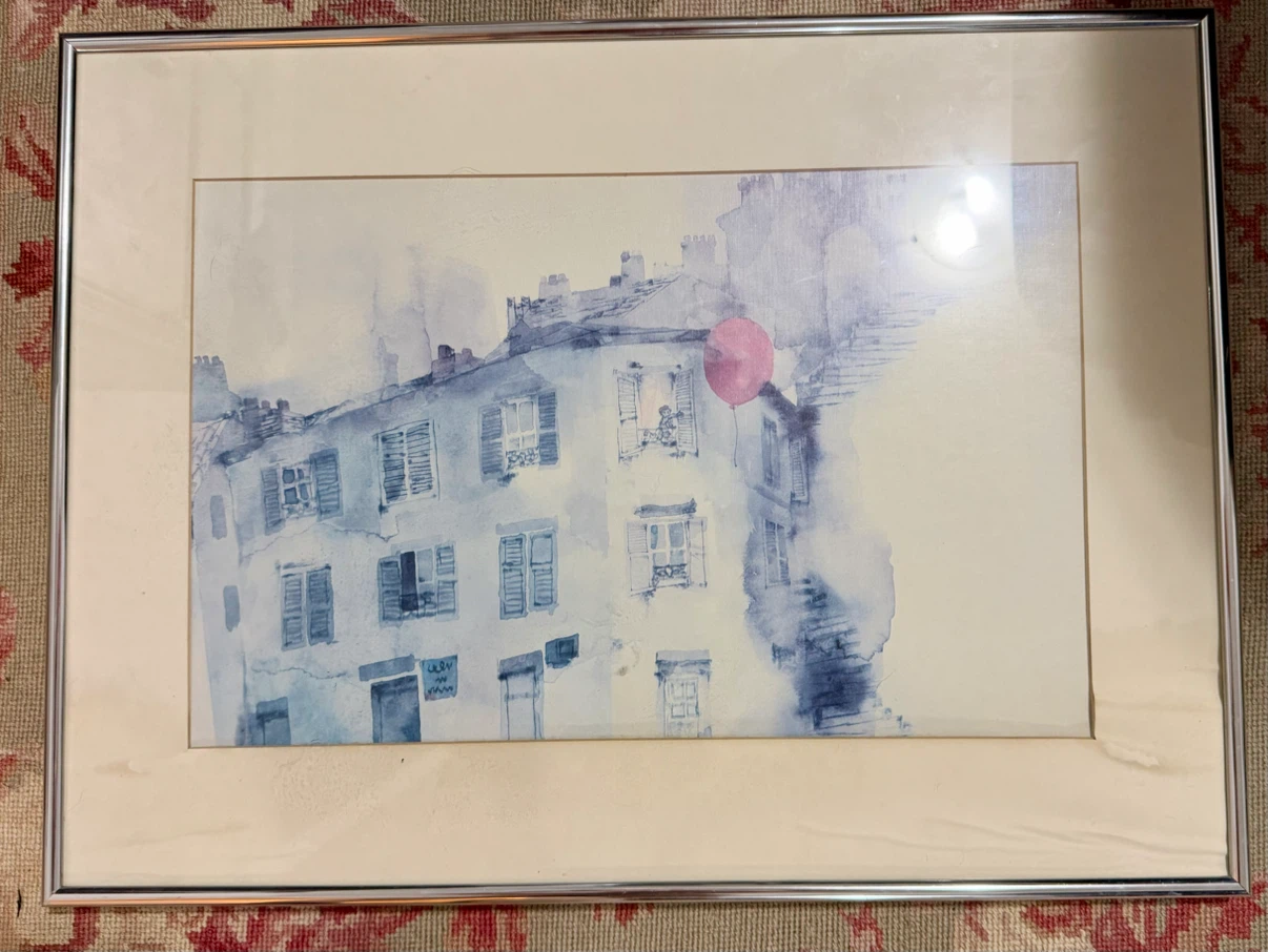 Framed Paris Watercolor – Red Balloon / Le Ballon Rouge Style - photo 2