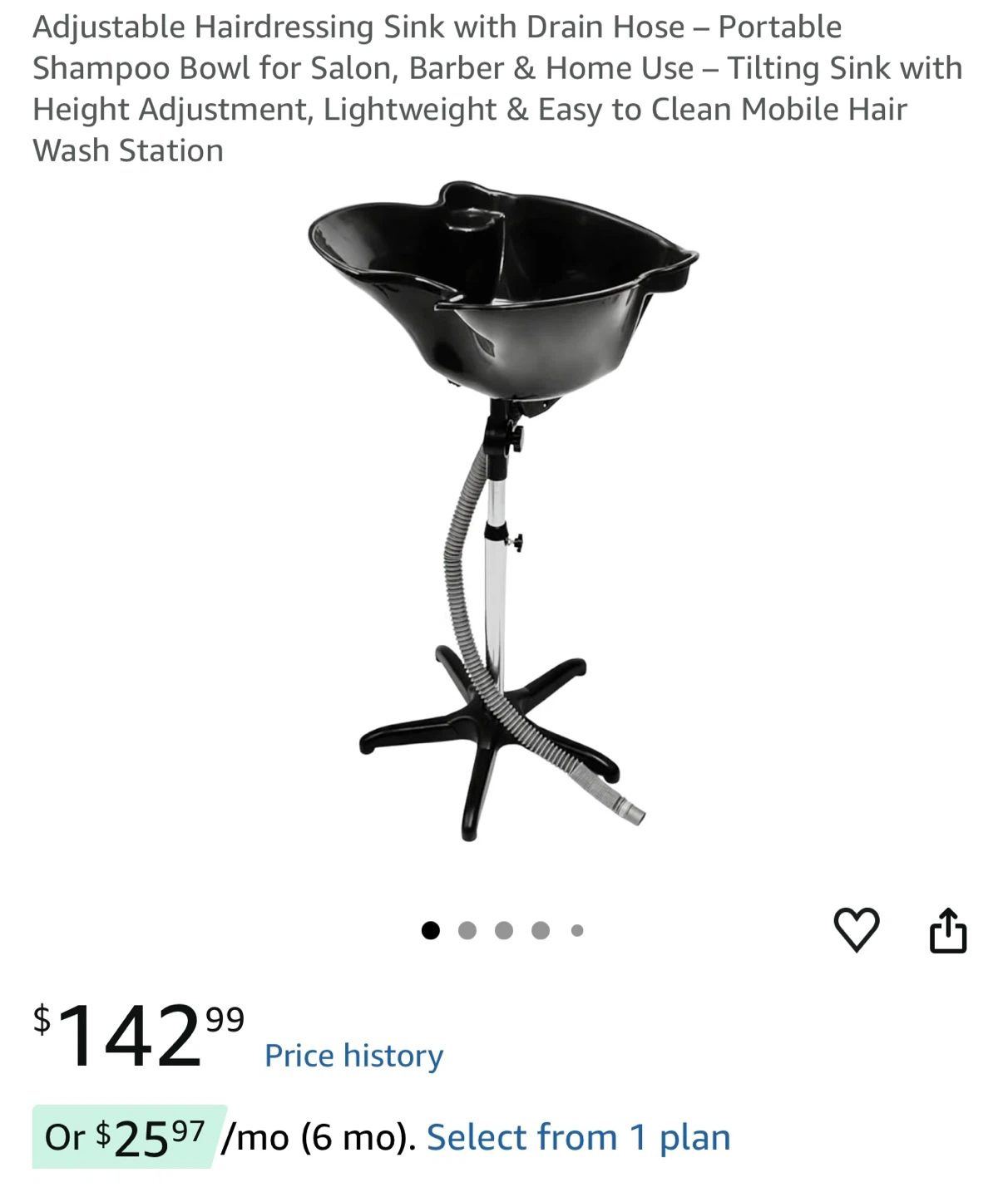 Adjustable Hairdressing Sink with Drain Hose