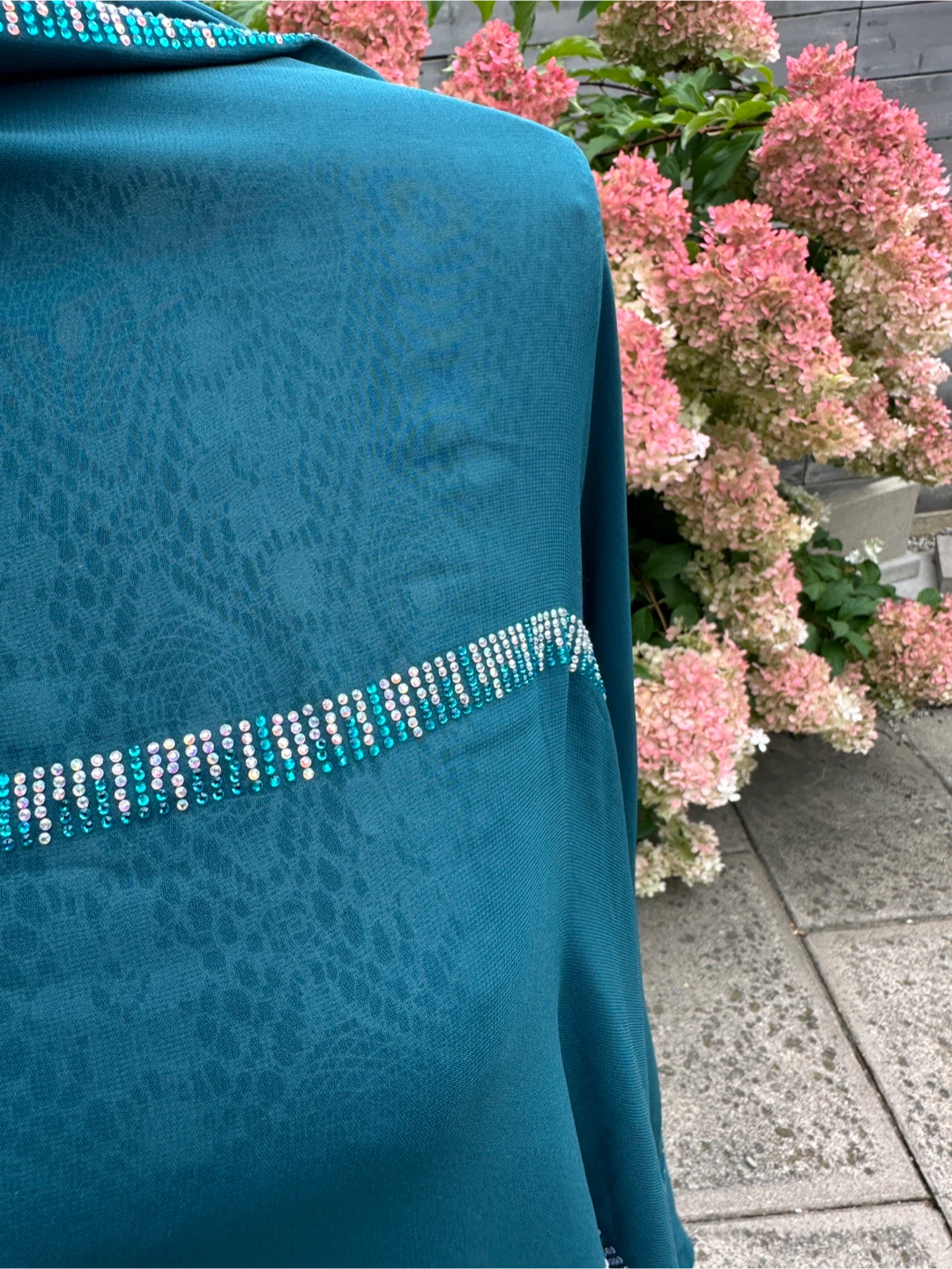 Teal Scarf with Rhinestone Embellishments - photo 2