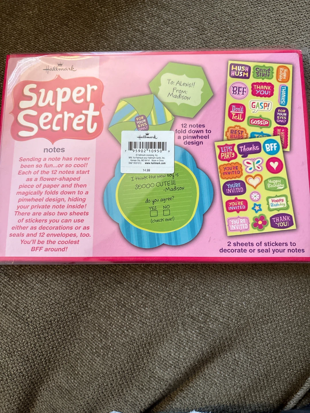 Hallmark Super Secret Notes Stationery Set - photo 2