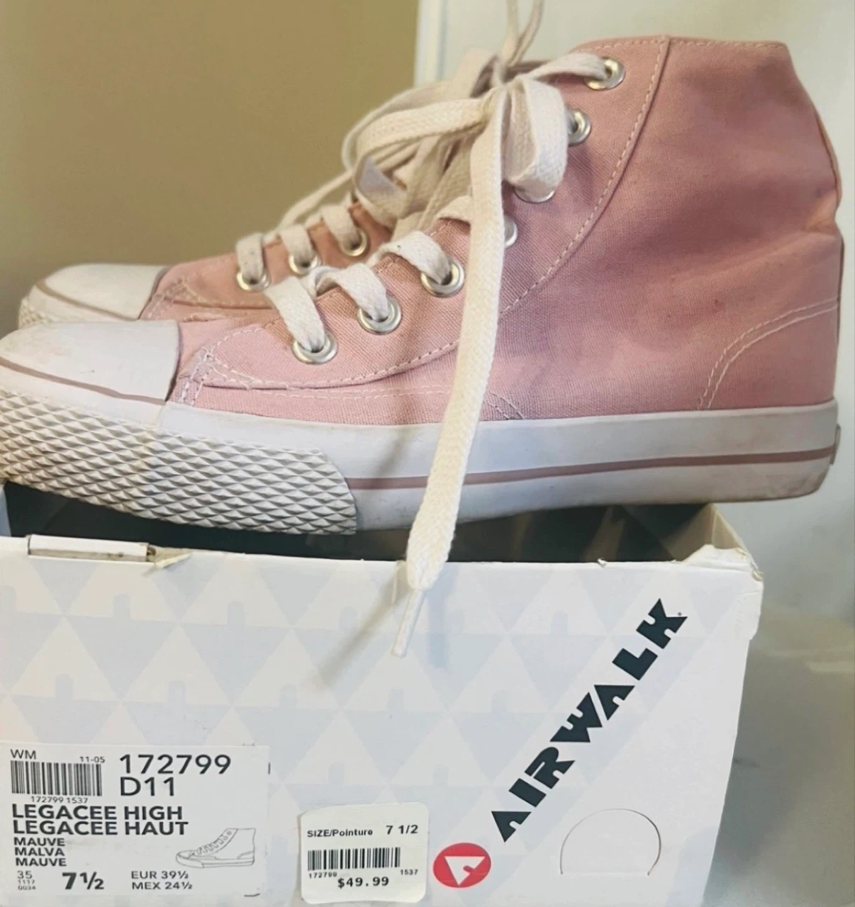 Airwalk Legacee High Top Sneakers - Pink - Size 7 1/2