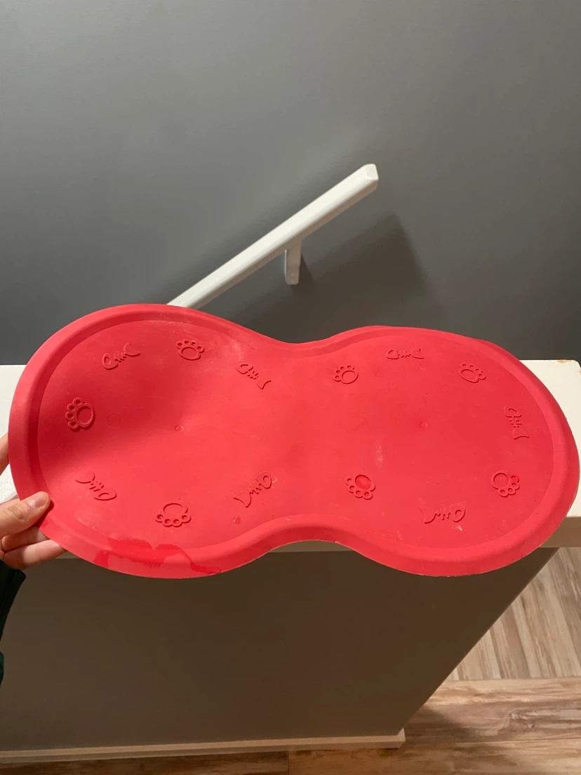 Cat food bowl, mat and sign - photo 2