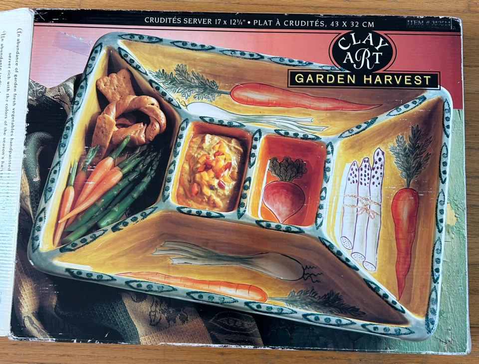 Clay Art Garden Harvest Crudités Server Tray