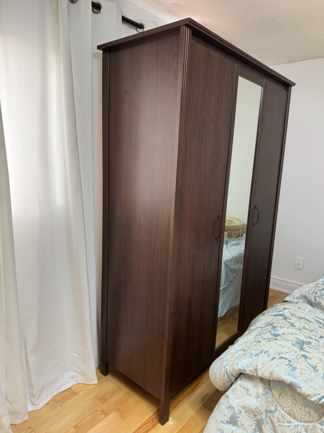Dark Brown 3-Door Wardrobe with Mirror - photo 5