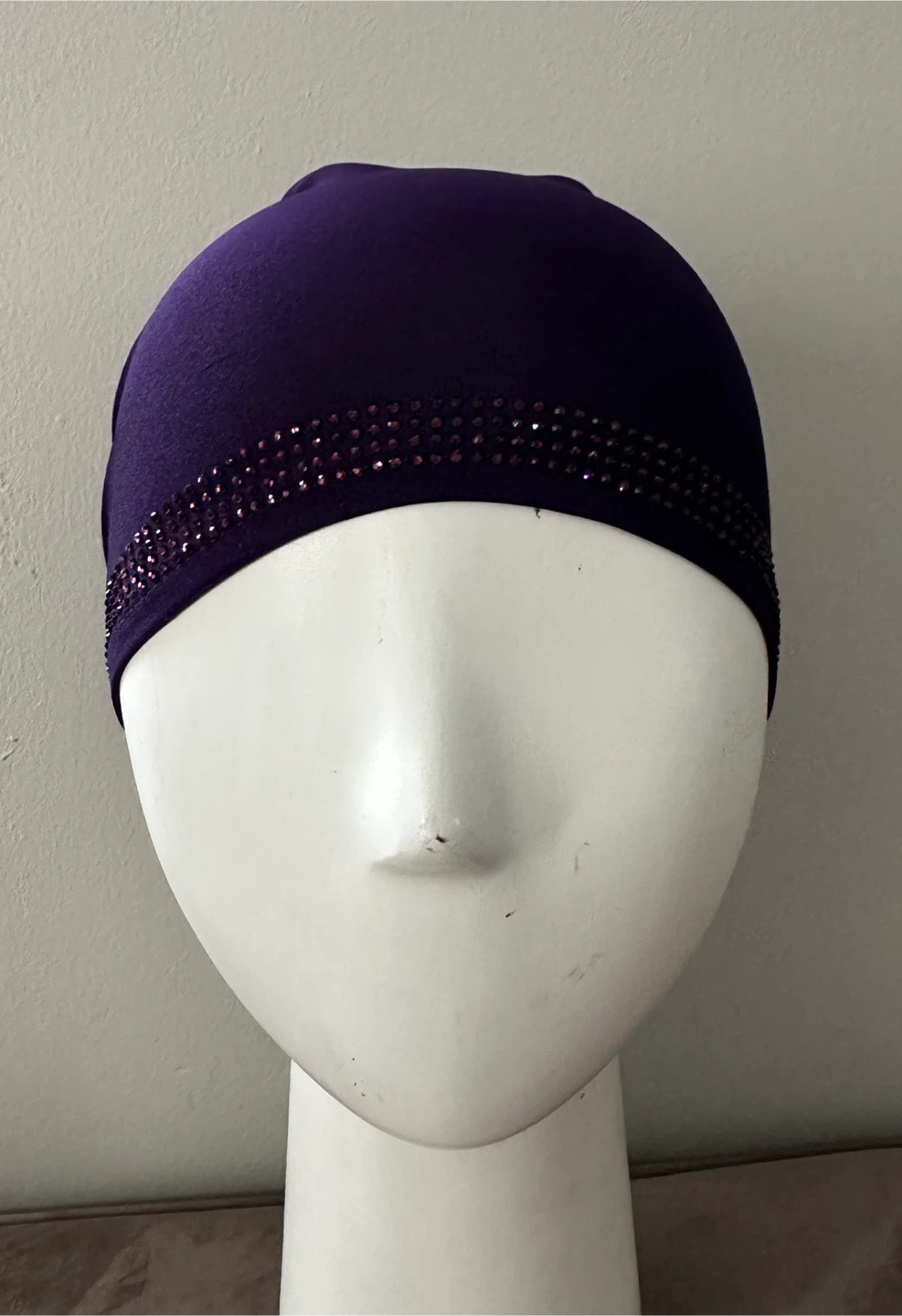 Purple Beanie with Rhinestone Band - photo 3