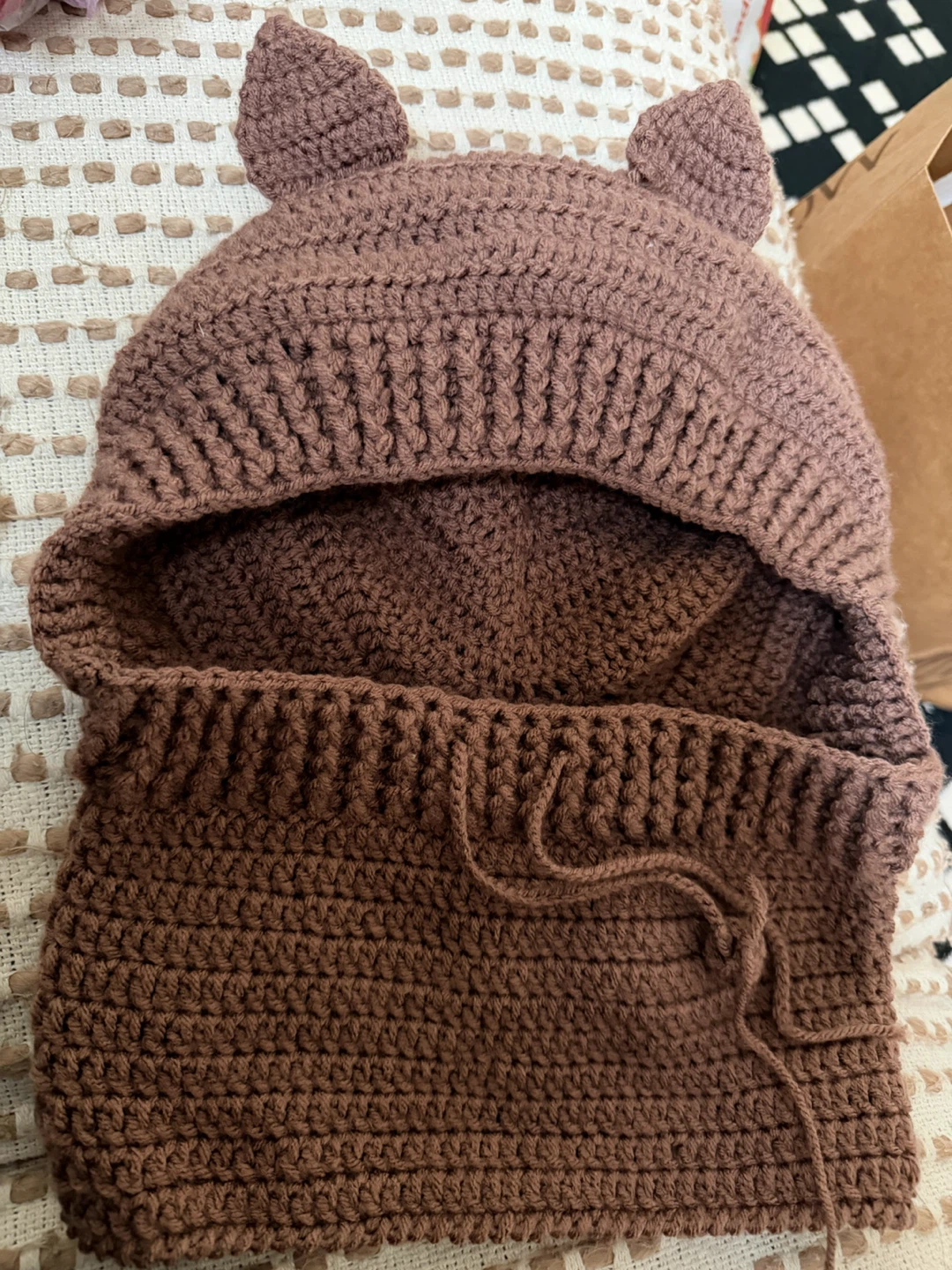 Crocheted Hood Hat with Face Warmer
