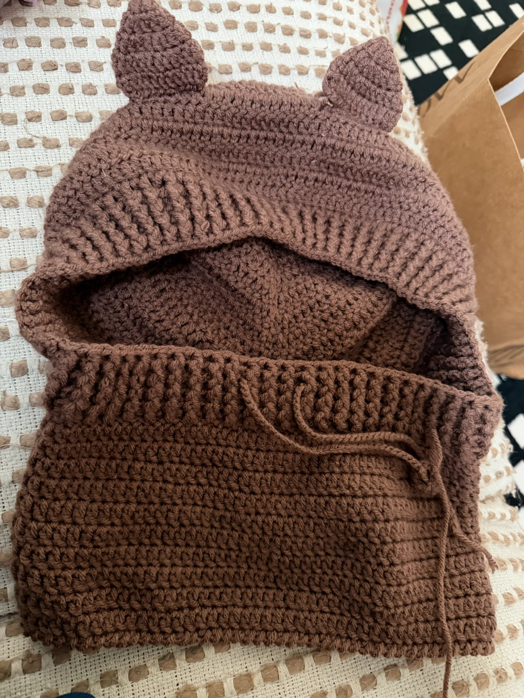 Crocheted Hood Hat with Face Warmer - photo 2