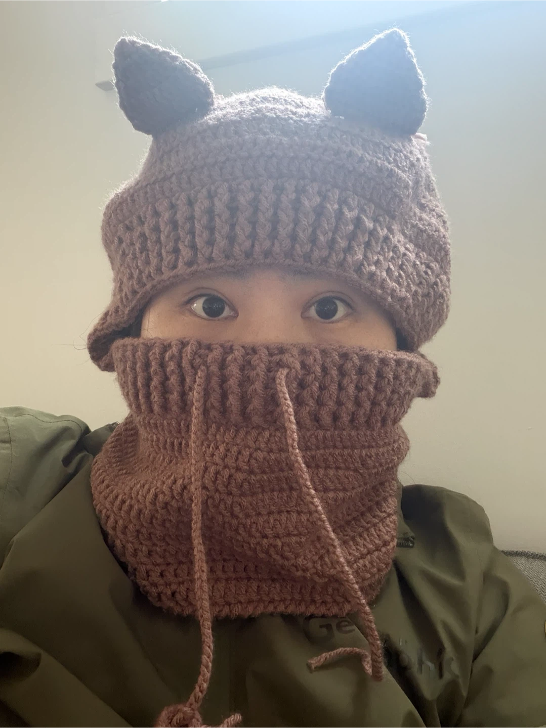 Crocheted Hood Hat with Face Warmer - photo 3