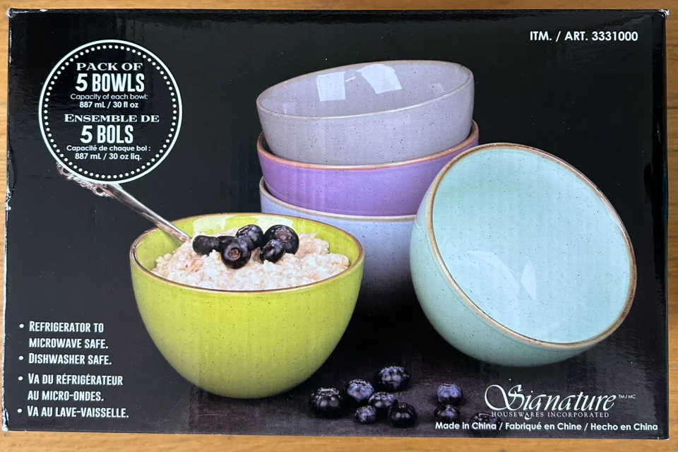 Signature Housewares Pack of 5 Bowls
